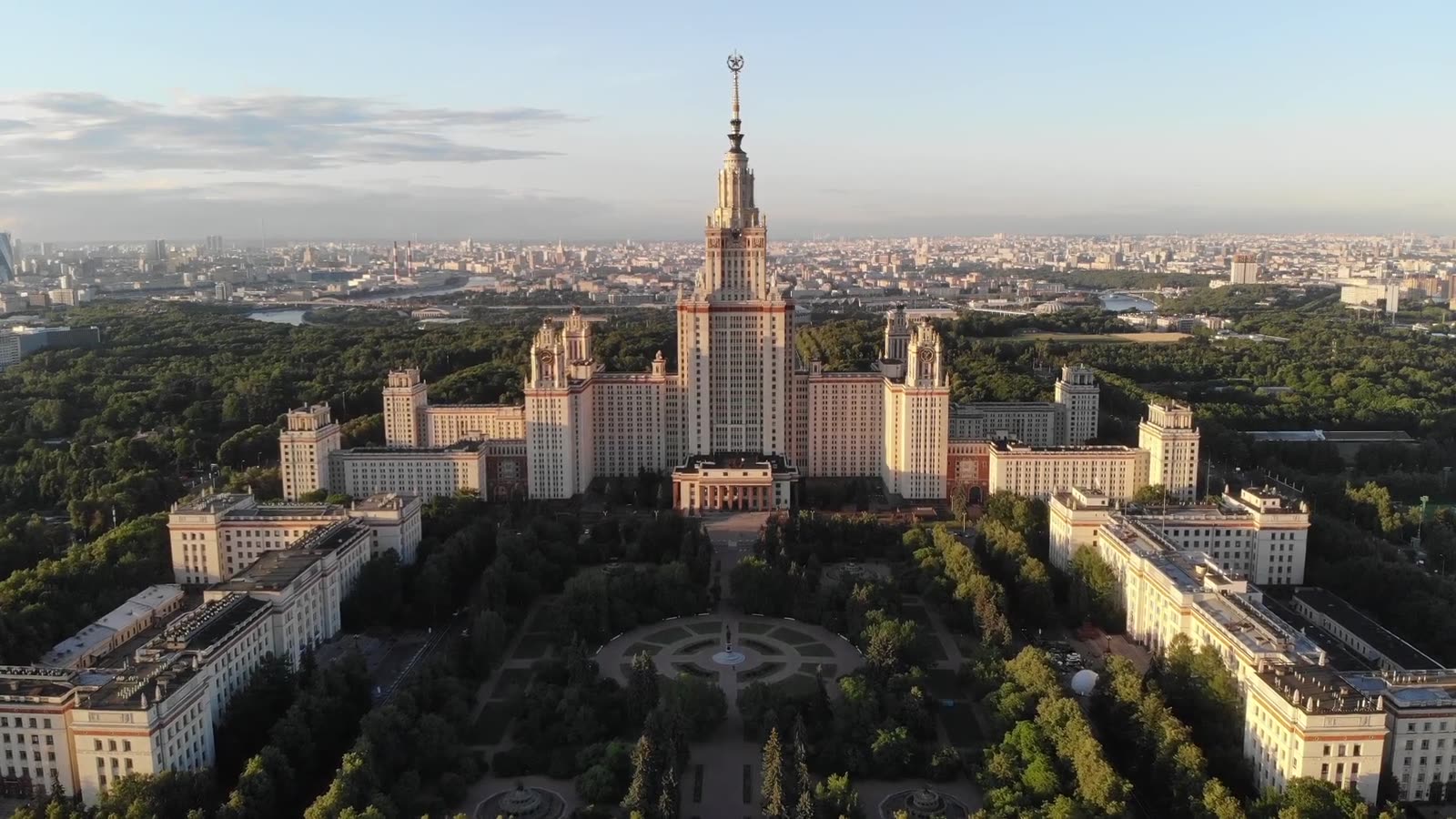 Lomonosov Moscow State University main building from above